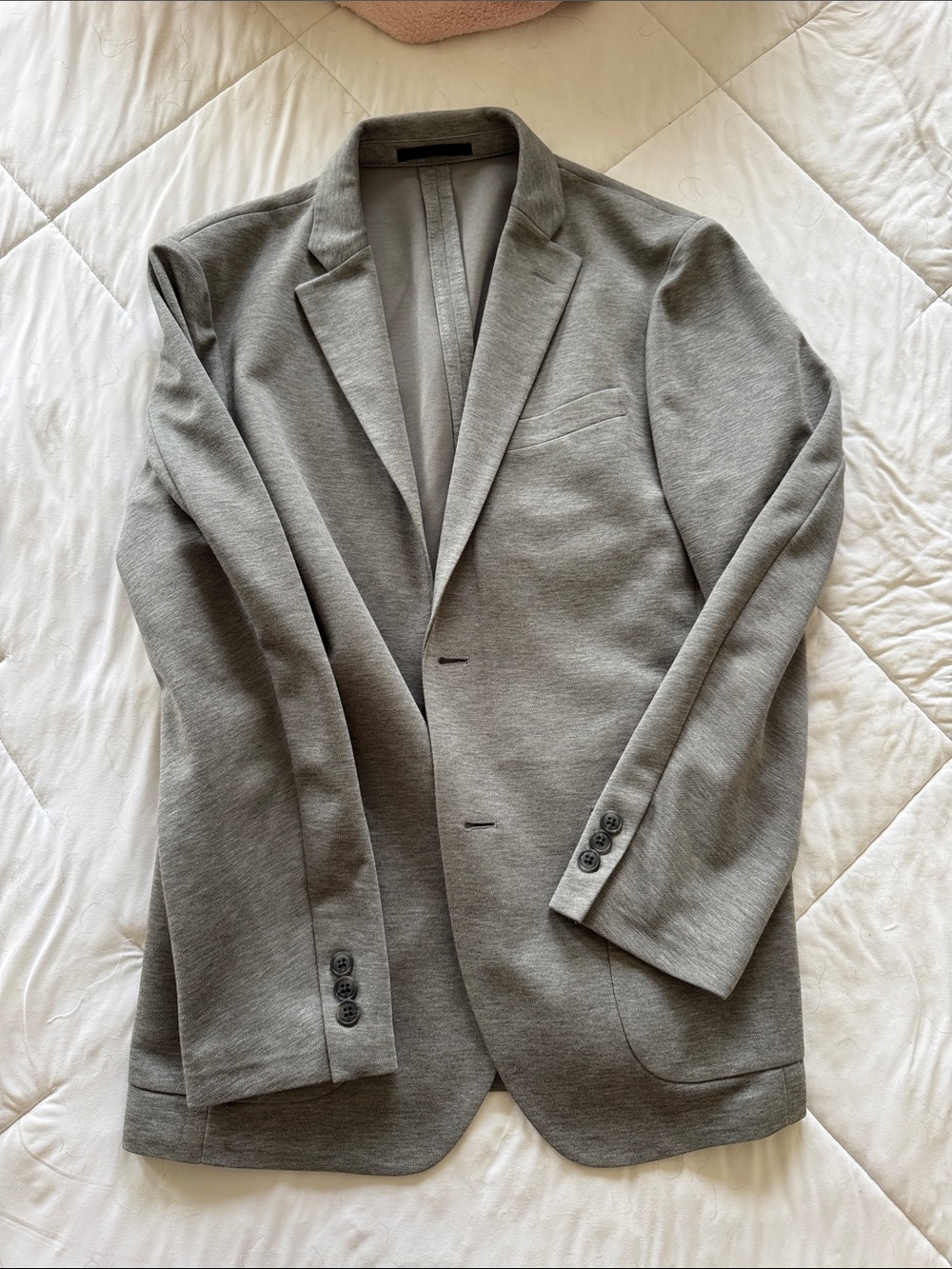 Uniqlo Light Gray Knit Blazer - Modern Single-Breasted Sport Coat